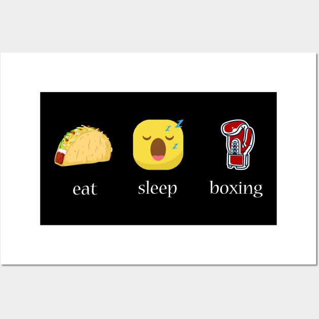 Eat sleep boxing repeat emoji emoticons graphic Wall Art by MarrinerAlex